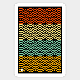 Retro Japanese Clouds Pattern RE:COLOR 09 Magnet